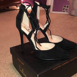 Lulu’s Black Lace-up Heels